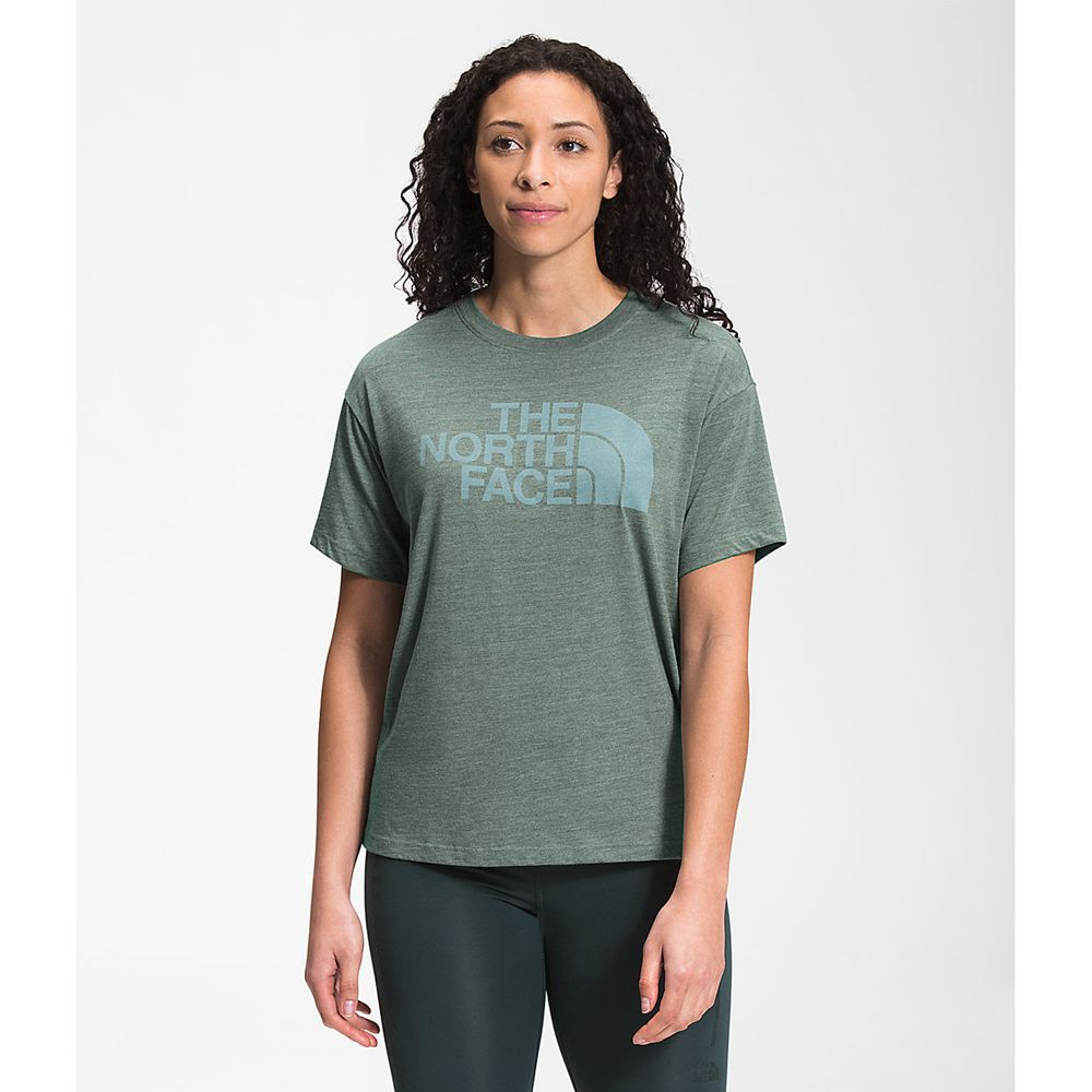 The North Face T-Shirts Womens Australia - The North Face Short Sleeve Half Dome Tri-Blend Green (PF